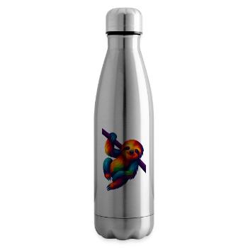WPAP Stil Polygon Tiere - Faultier hängt am Ast - Isolierflasche - Lightsilver - Rechts