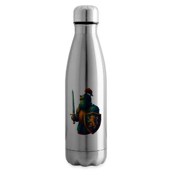 WPAP Style Animals - Hippo with Knight's Armor, Sword - Insulated Water Bottle - silver - Right