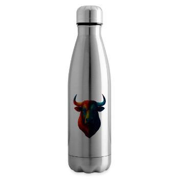 WPAP Polygon Stil Tiere - Stier Porträt - Isolierflasche - Lightsilver - Rechts