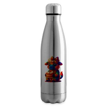 WPAP Polygon Kawaii Stil Tiere Baby Schaf (Lamm) - Isolierflasche - Lightsilver - Rechts