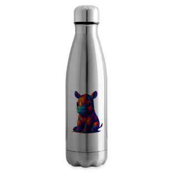 WPAP Polygon Kawaii Stil Tiere Baby Nashorn - Isolierflasche - Lightsilver - Rechts