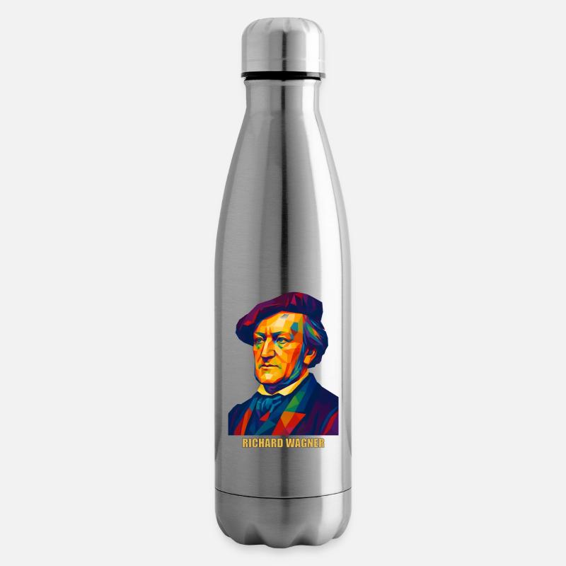WPAP Polygon Portrait Richard Wagner Composer - Insulated Water Bottle - silver