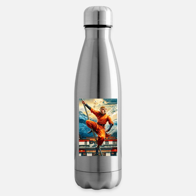 Humanoid Monkey Shaolin Monk - Insulated Water Bottle - silver
