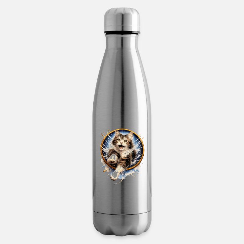 Katzenring-Sprung im Wassersplash - Isolierflasche - Lightsilver