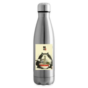 Ramen Cat Ukiyoe Style - Insulated Water Bottle - silver - Right