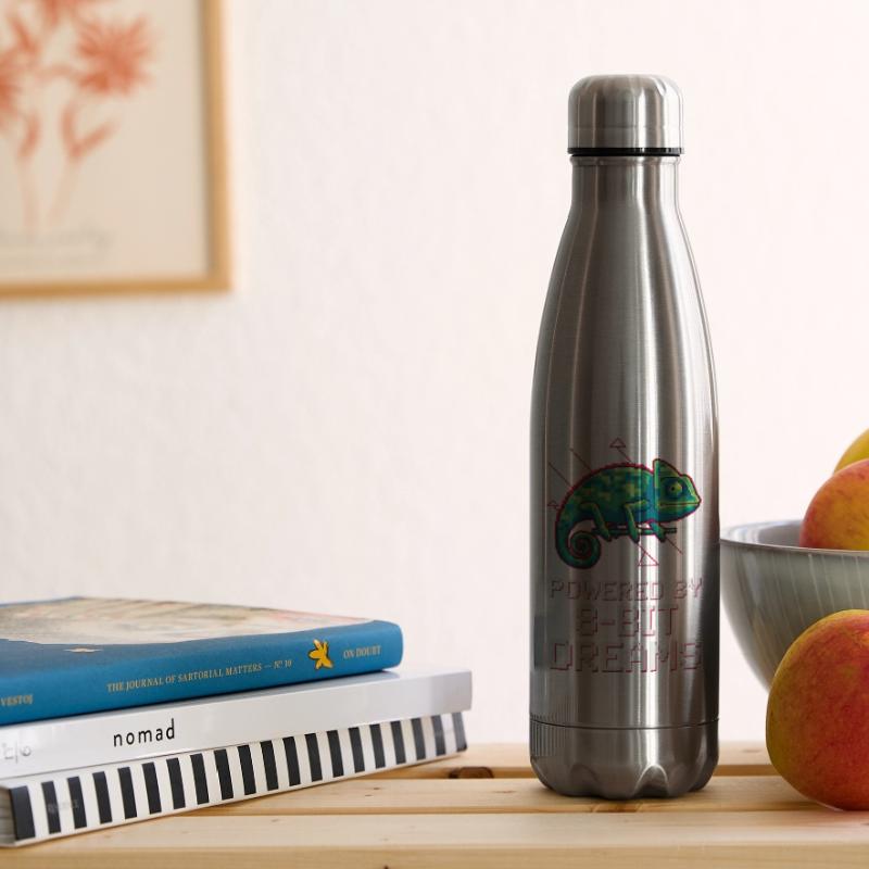 Powered 8-Bit Dreams – Pixel Chamäleon Isolierflasche