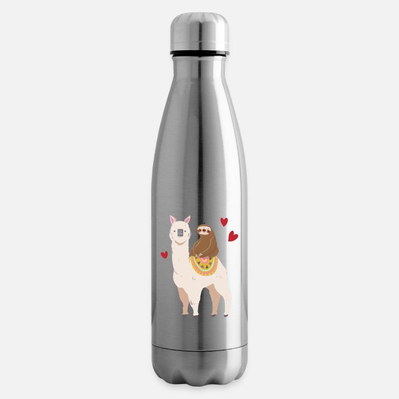 Faultier reitet Llama Alpaka Mädchen Junge - Isolierflasche - Lightsilver