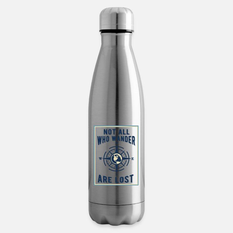 Compass Not All Who Wander - Insulated Water Bottle - silver