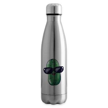 Cornichon kawaii frais avec lunettes de soleil – Drôle - Bouteille isotherme - argent clair - Droite