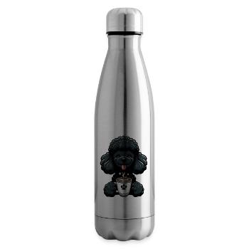 Poodle with coffee for early risers - Insulated Water Bottle - silver - Right