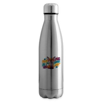 Renard - Illustration - Bouteille isotherme - argent clair - Droite