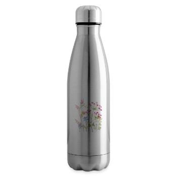 Delicate Watercolour Floral Art - Insulated Water Bottle - silver - Right