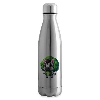 Zebra Broccoli Vegetable Costume Veganism - Insulated Water Bottle - silver - Right
