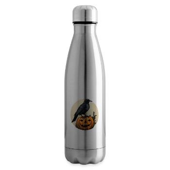 Halloween Rabenkrähe auf Kürbis - Isolierflasche - Lightsilver - Rechts