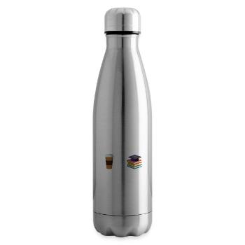 First Then Caffeinate Educate I Am Earning A Break - Insulated Water Bottle - silver - Right