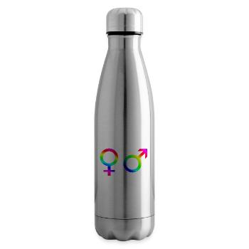 Homme femme symbole genre idée cadeau arc-en-ciel - Bouteille isotherme - argent clair - Droite