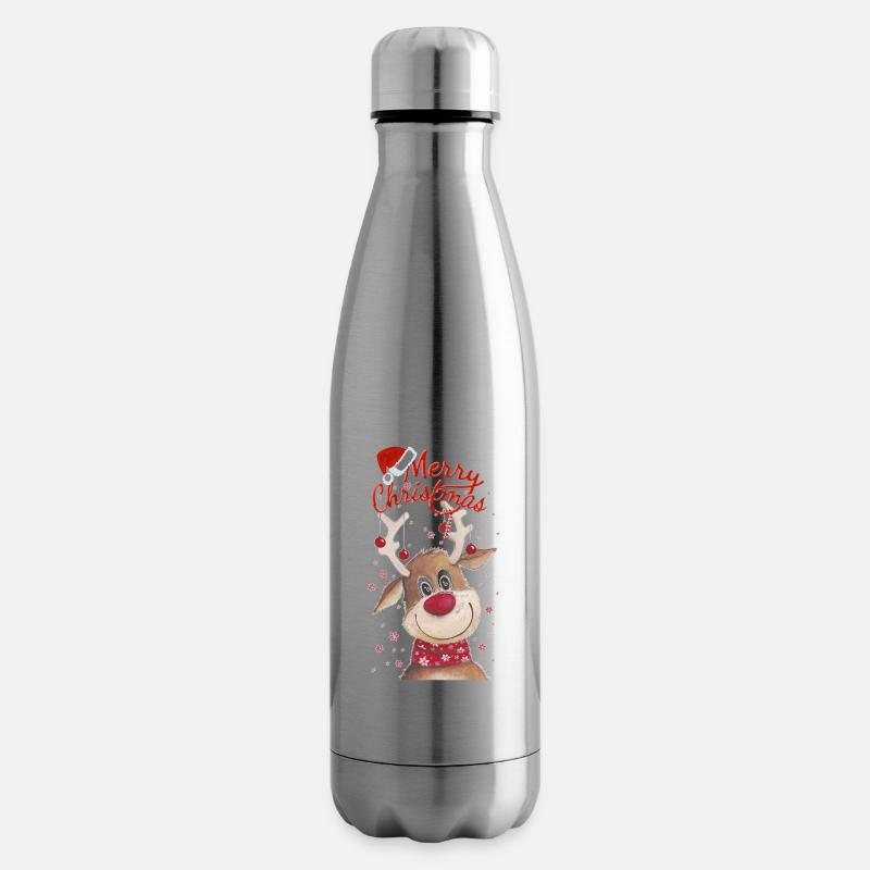 renne de Noël - Bouteille isotherme - argent clair