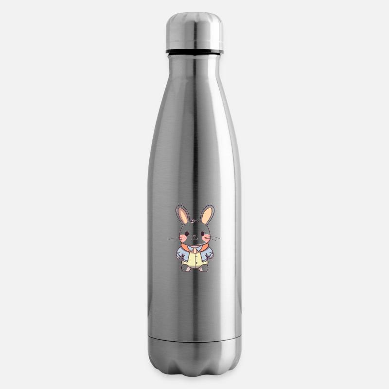 Lapin - Style Kawaii - Bouteille isotherme - argent clair