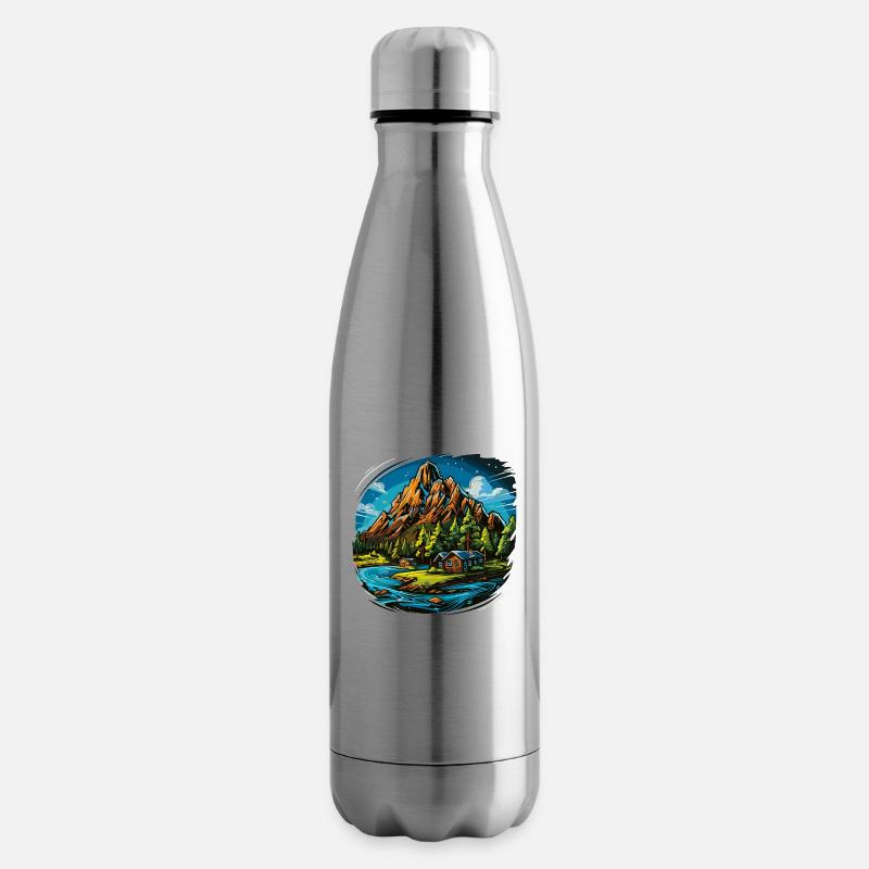 Landschaft - Illustration - Isolierflasche - Lightsilver
