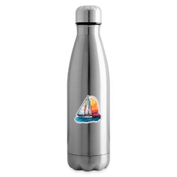 Voilier - illustration - Bouteille isotherme - argent clair - Droite