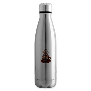 Brew Love - Illustration de tasse à café - Bouteille isotherme - argent clair - Droite