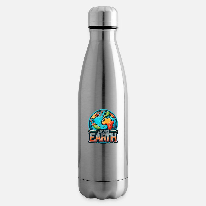 Explore Earth - Erde Illustration - Isolierflasche - Lightsilver