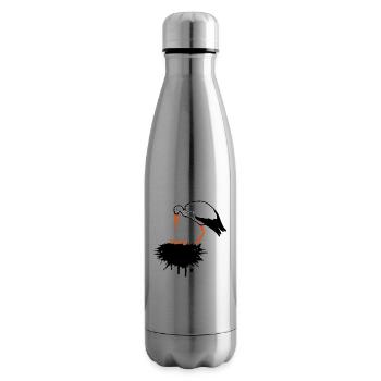Storch und sein Nest mit Nachwuchs Graffiti - Isolierflasche - Lightsilver - Rechts