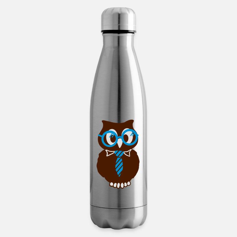 Eule mit Brille - Isolierflasche - Lightsilver