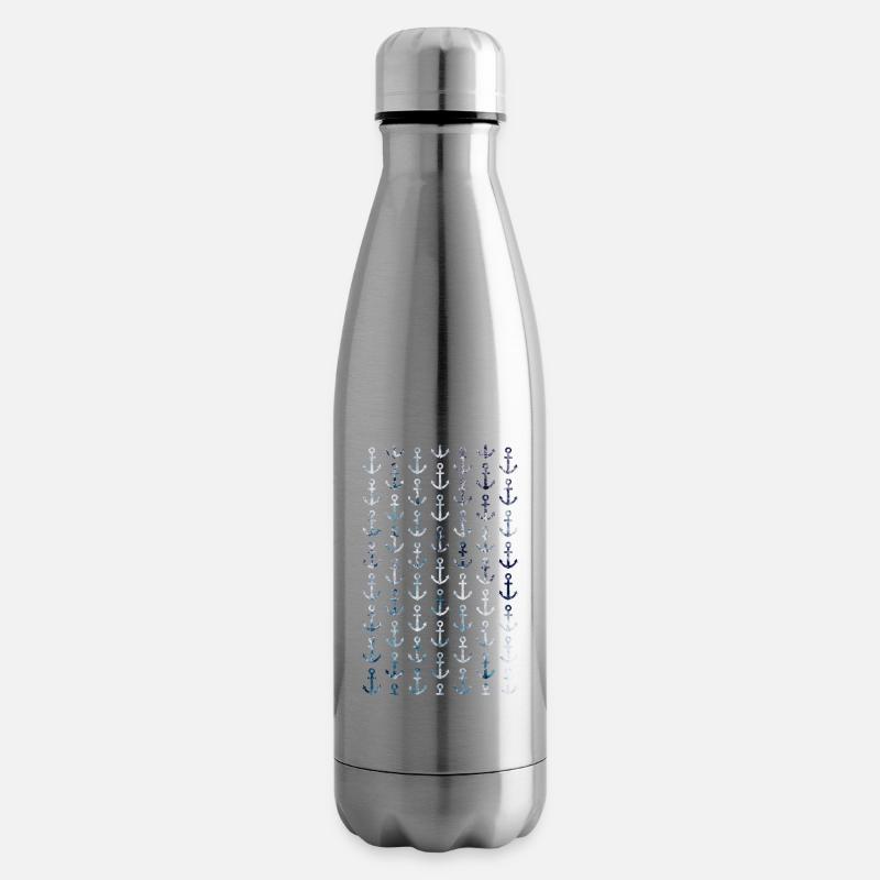 Maritime anchor pattern in vintage style - Insulated Water Bottle - silver