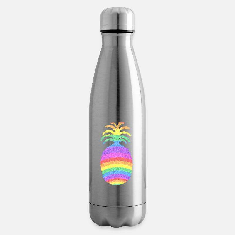 Rainbow Pineapple - Insulated Water Bottle - silver