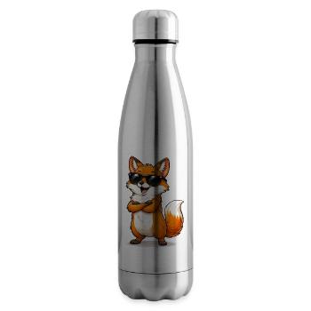 Cool fox with sunglasses - Insulated Water Bottle - silver - Right