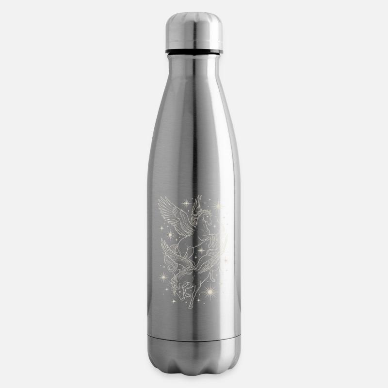 Zwei himmlische Pegasuspferde zwischen den Sternen - Isolierflasche - Lightsilver