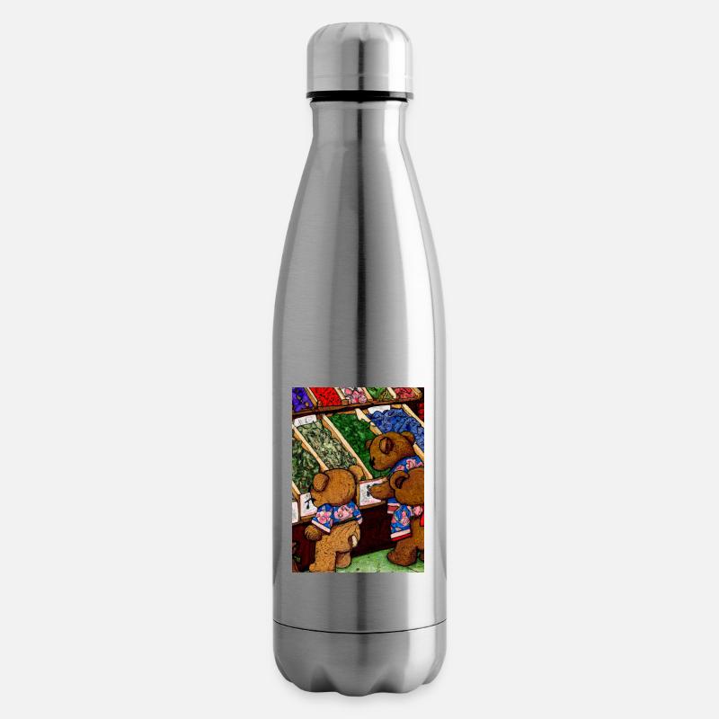Japanische Teddybären Einkaufen - Isolierflasche - Lightsilver