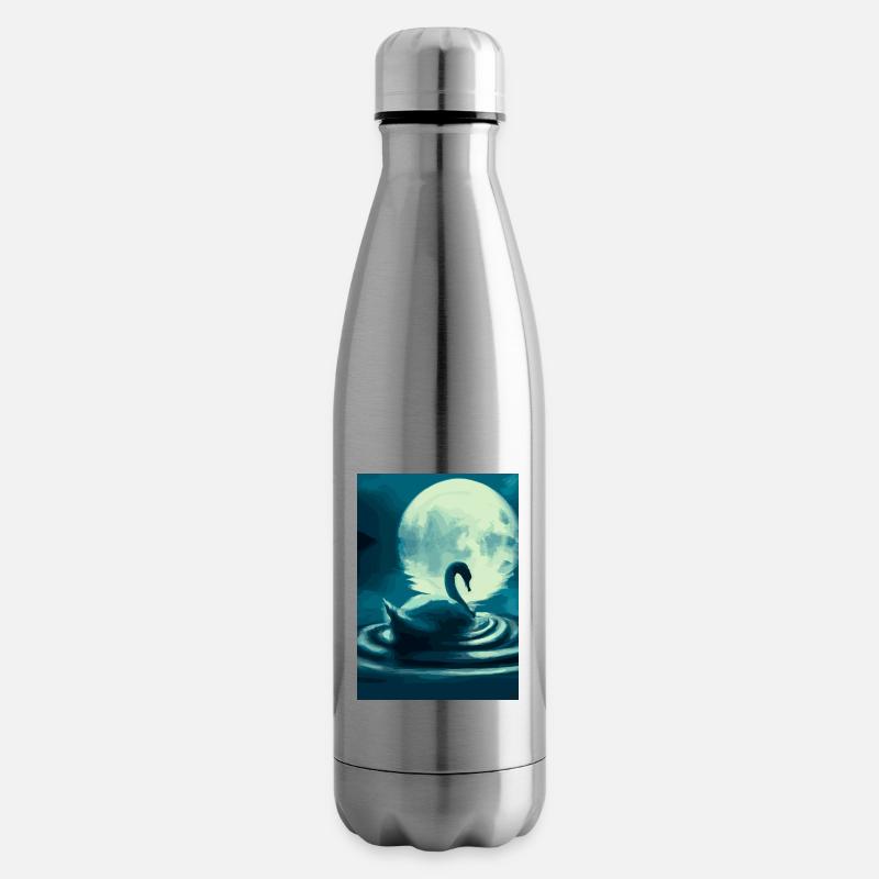 Schwan im Vollmond - Isolierflasche - Lightsilver