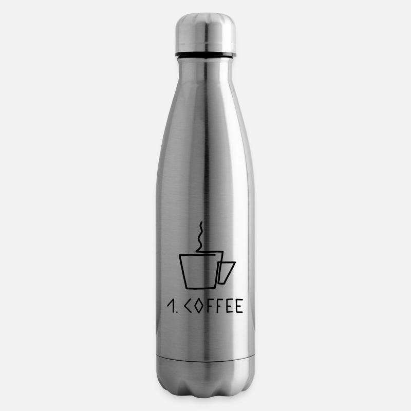 First Coffee Coffee First - Insulated Water Bottle - silver