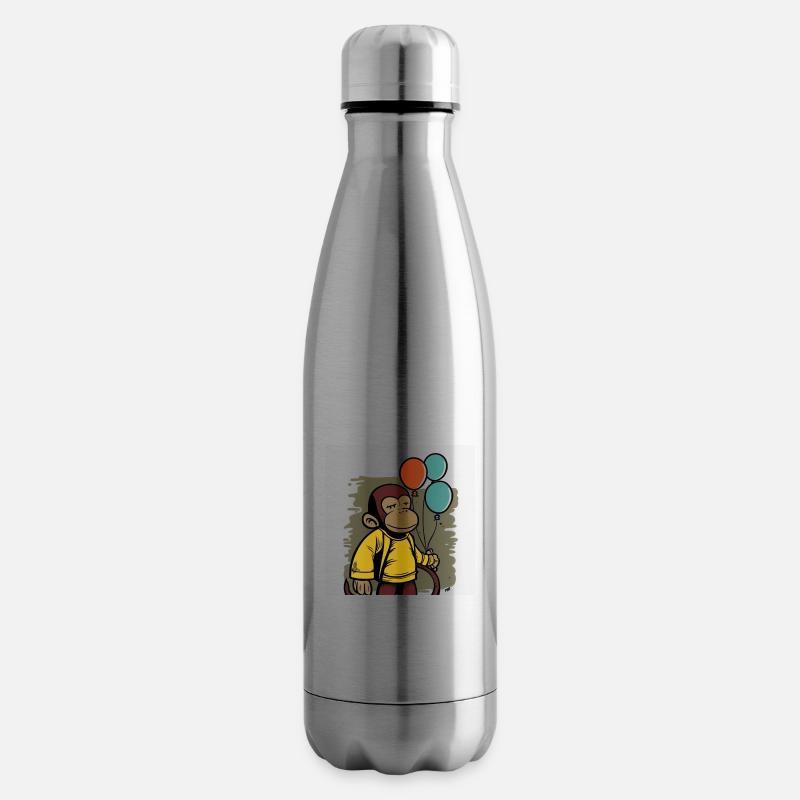Affe hält Luftballons Geburtstagsshirt - Isolierflasche - Lightsilver