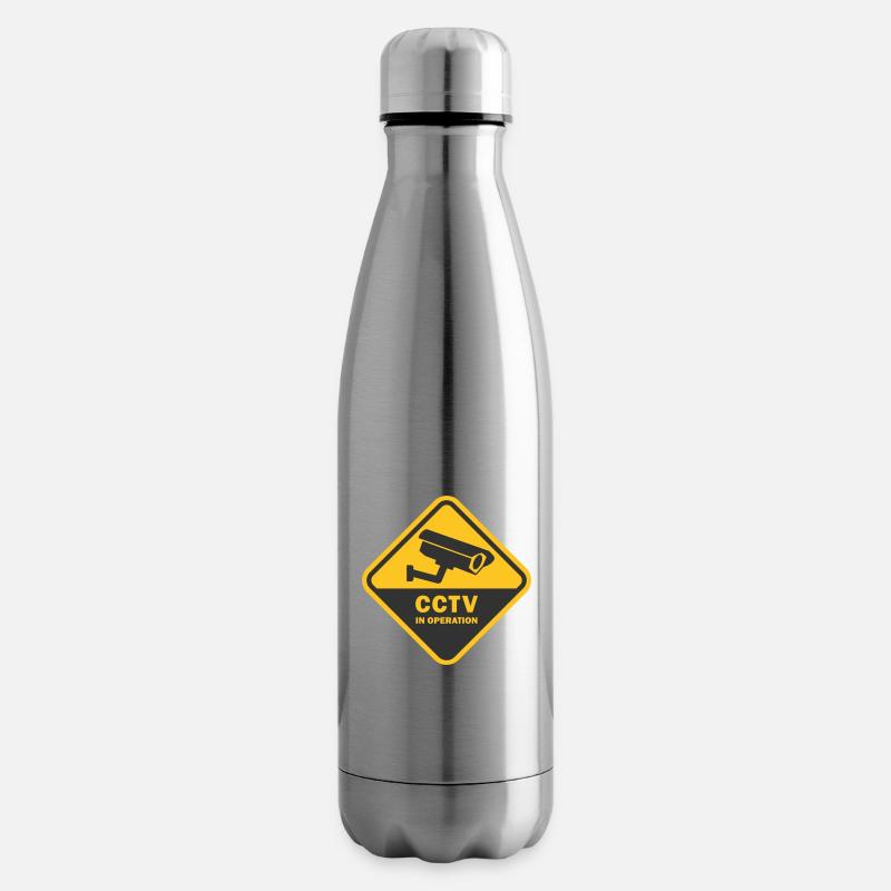 SECURITY CAMERAS IN USE - CCTV in operation - Insulated Water Bottle - silver