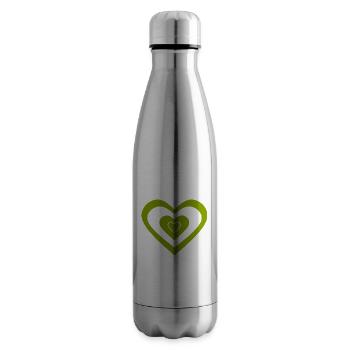 green heart green hearts couples st patrick's day - Insulated Water Bottle - silver - Right