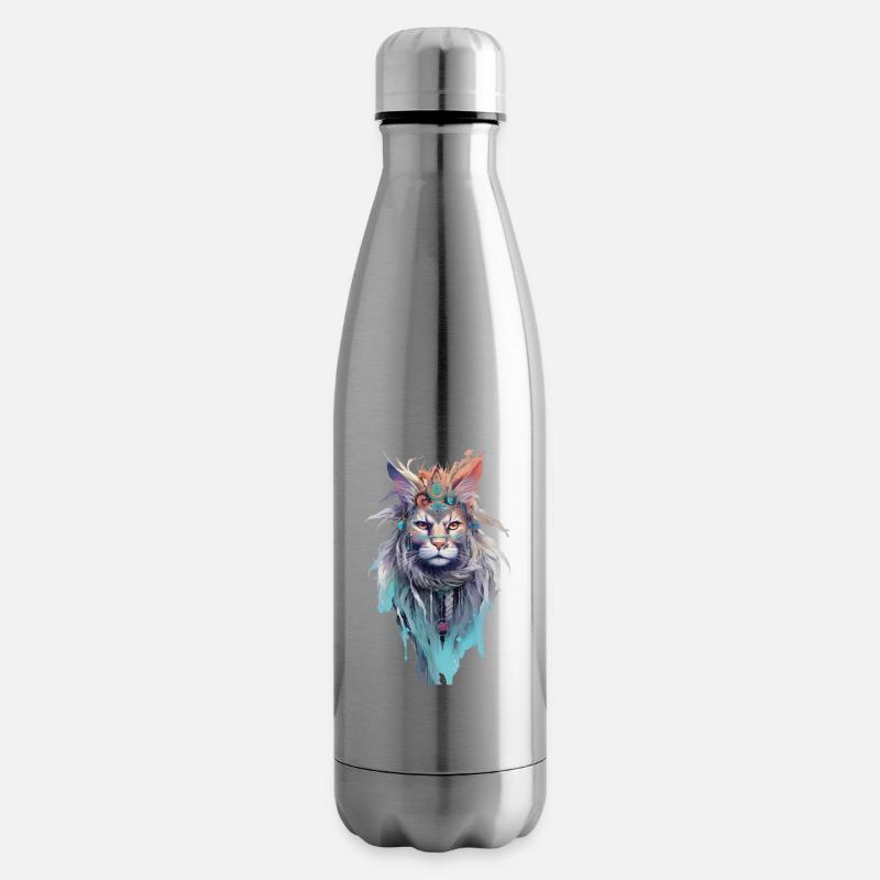 Chat natif - Bouteille isotherme - argent clair