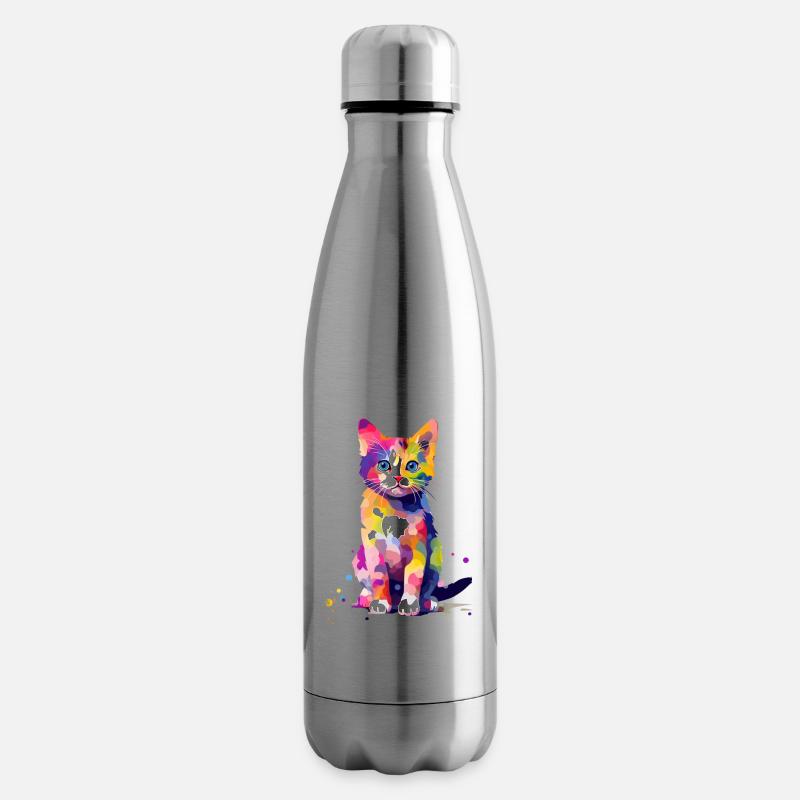 Farbklecks Katze - Isolierflasche - Lightsilver