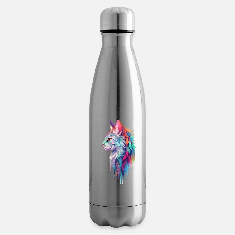 Chat hippie - Bouteille isotherme - argent clair