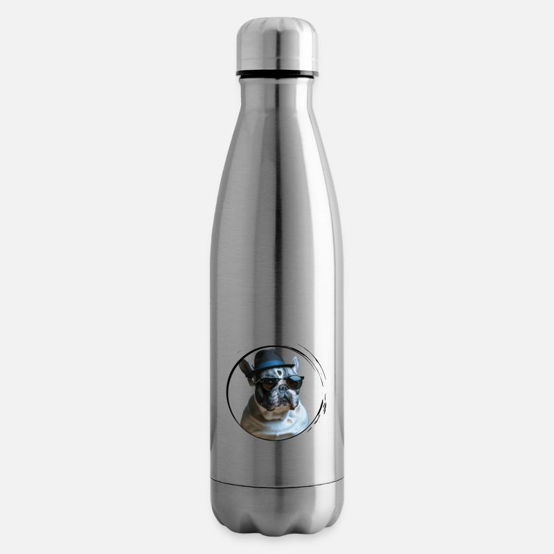 Mignon tyran de style mafia français bouledogue - Bouteille isotherme - argent clair