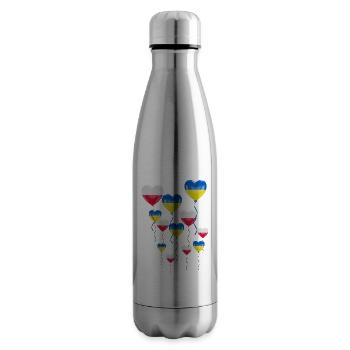Poland: Solidarity and a heart for Ukraine - Insulated Water Bottle - silver - Right