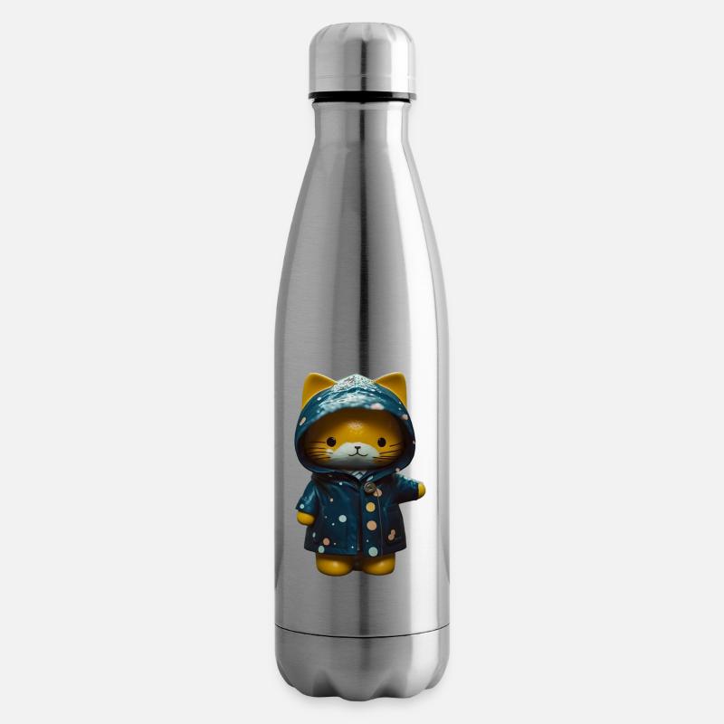 Cadeau imperméable pour chat - Bouteille isotherme - argent clair