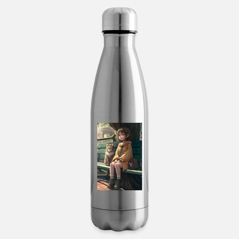 Manga Mädchen Katze Geschenk - Isolierflasche - Lightsilver