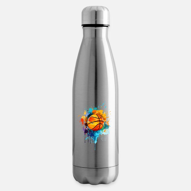 Peinture de basket-ball colorée Splash Splash Splash de couleur - Bouteille isotherme - argent clair