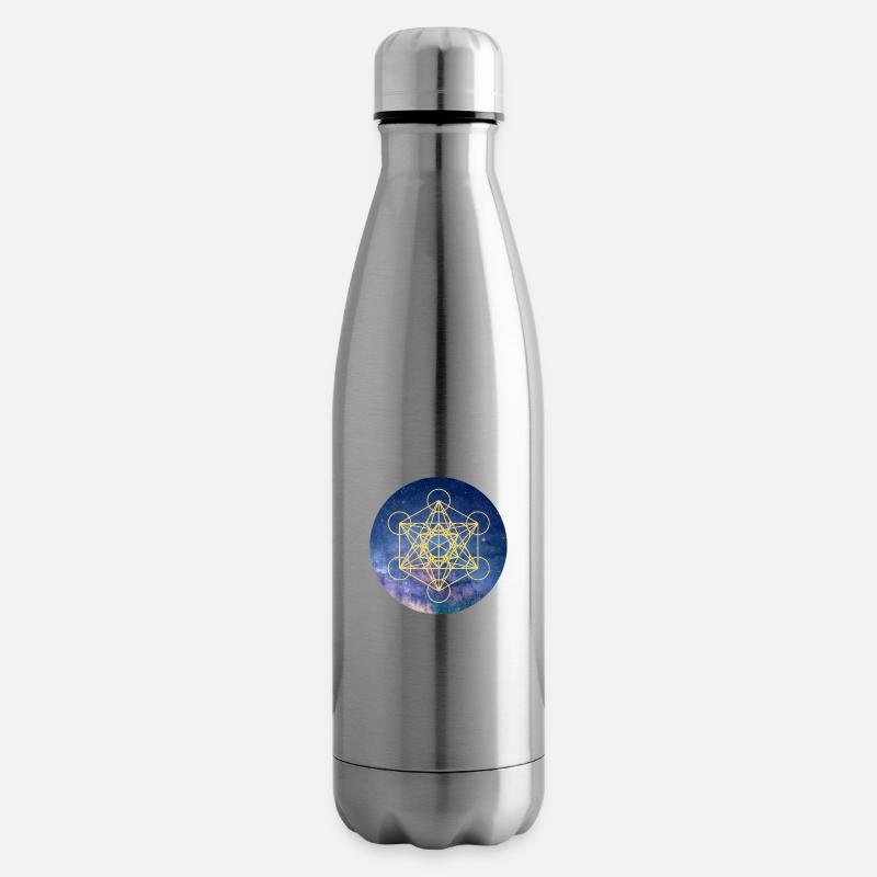Metatron Cube on space background - Insulated Water Bottle - silver