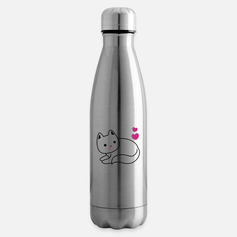 CUTIE Katze kawaii mit Herzen - Isolierflasche - Lightsilver