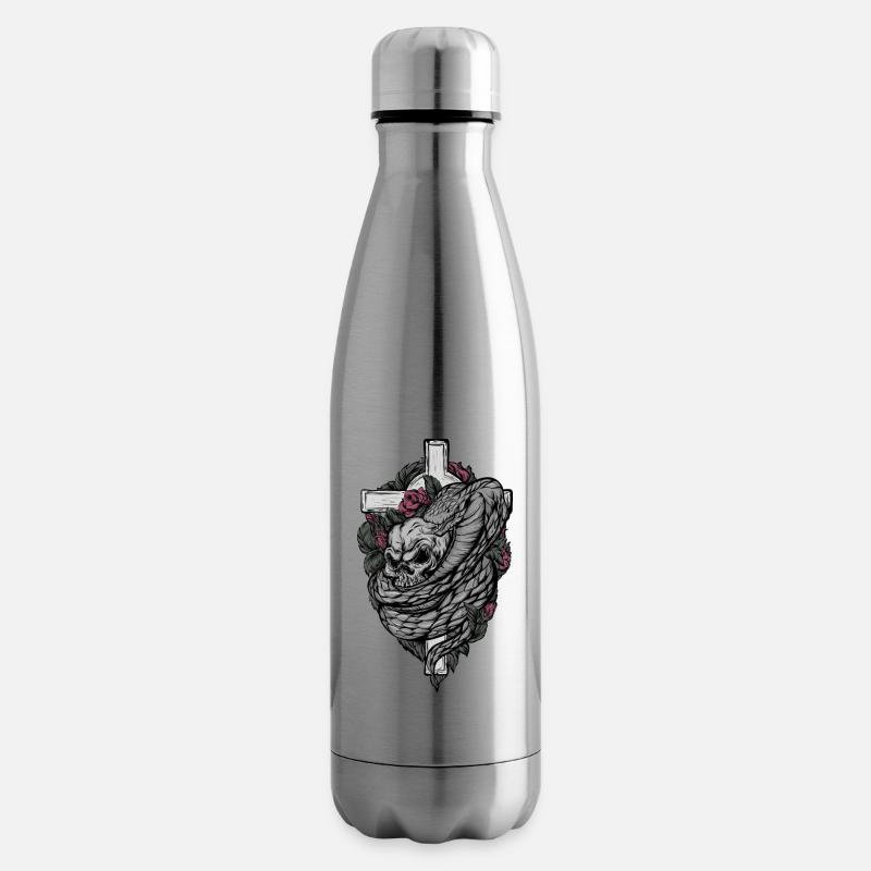 Motif crâne - Bouteille isotherme - argent clair