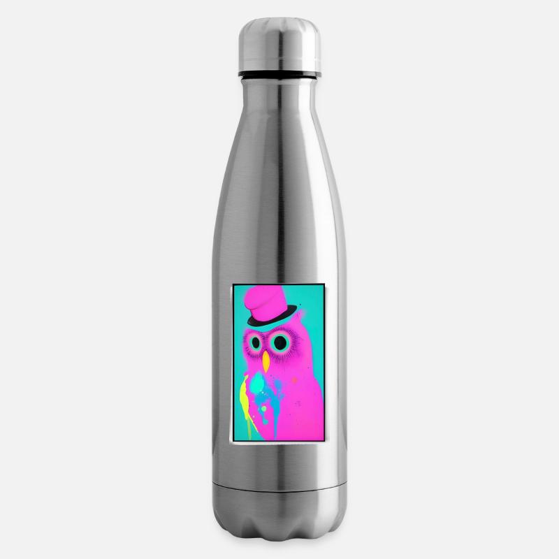 Eule mit Hut - Isolierflasche - Lightsilver